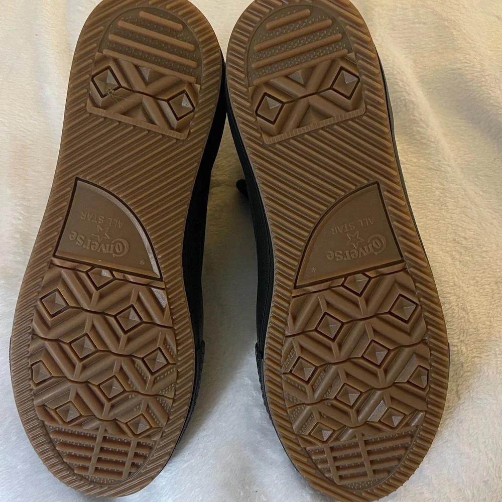 Black High-Top Converse Lunarlon Sneakers with Gold Accents - Picture 5 of 6